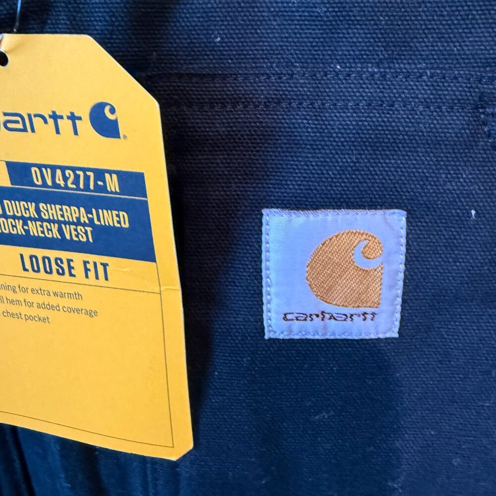 NWT Carhartt Washed Duck Sherpa Lined Mock Neck Vest Black Small 3rd Party Logo - Picture 3 of 10